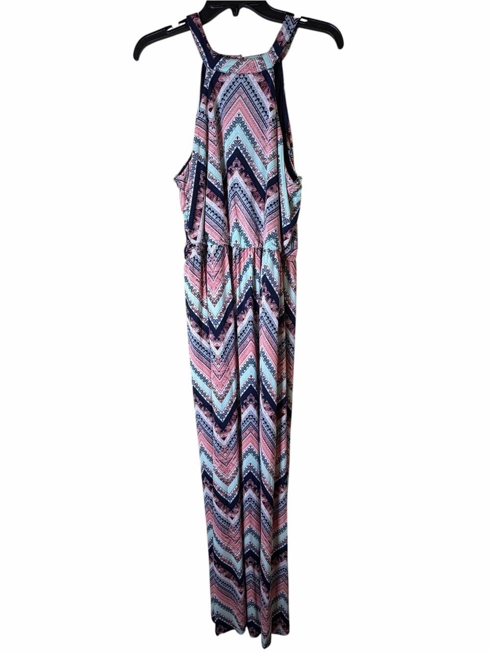 Boho Chevron Pattern Halter Maxi Dress Size Large